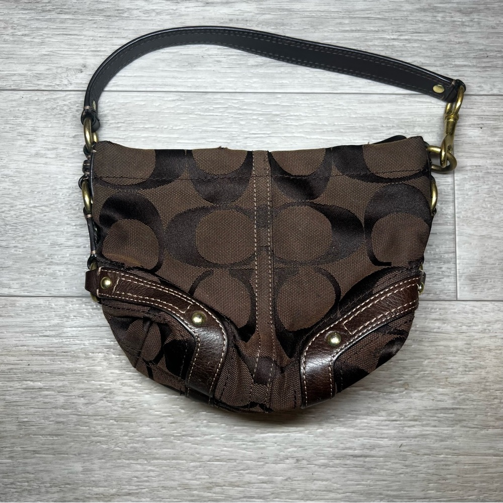 Coach Signature Brown Jacquard Mini Hobo Bag Y2K Style - Picture 13 of 13